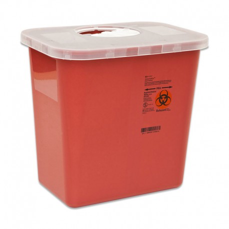 Multi-Purpose Container with Rotor Opening Lid, 2 Gallon, Red - 20ct- Diabetesteststripswholesale