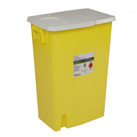 SharpSafety Chemotherapy Container 18 Gallon, Hinged Lid - Yellow- Diabetesteststripswholesale