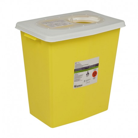 SharpSafety Chemotherapy Container 8 Gallon, Hinged Lid Yellow - 10ct- Diabetesteststripswholesale