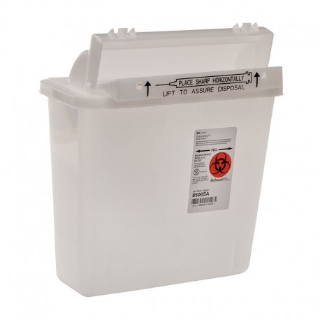 SharpSafety Safety Container, Counterbalance Lid, 5qt Clear - 20ct- Diabetesteststripswholesale