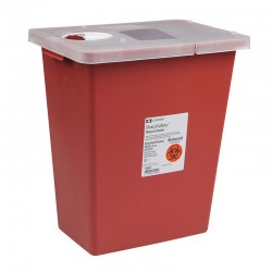 SharpSafety Sharps Container 8 Gallon, Hinged Lid - Red