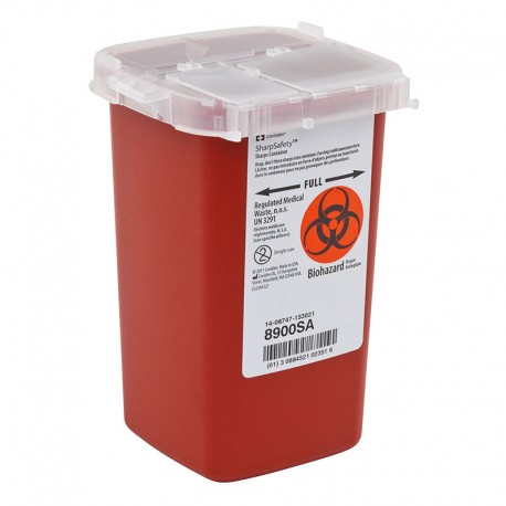 SharpSafety Sharps Container Phlebotomy 1 Quart, Red - 100ct- Diabetesteststripswholesale