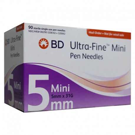 BD Ultra-Fine Mini Pen Needles 3/16 inch 31 Gauge Box of 90- Diabetesteststripswholesale