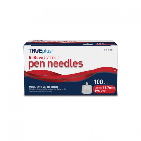 TruePlus Pen Needles 29g, 12.7mm, 100ct - Pack of 6- Diabetesteststripswholesale