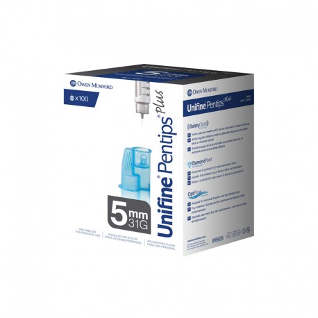 Owen Mumford Unifine Pentips Plus Mini 5mm 31G 100/box AN3850- Diabetesteststripswholesale