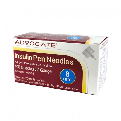 Advocate Pen Needles 31G 8mm (5/16") 100/bx - Case of 12- Diabetesteststripswholesale