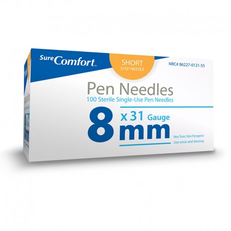 SureComfort Short Pen Needles 31g 5/16in 100/bx Case of 12- Diabetesteststripswholesale