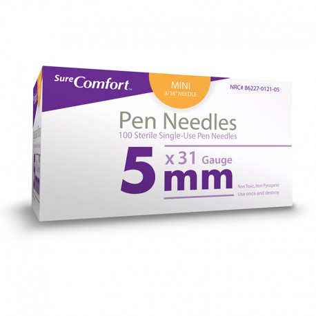 SureComfort Mini Pen Needles 31g 3/16in 100/bx Case of 12- Diabetesteststripswholesale