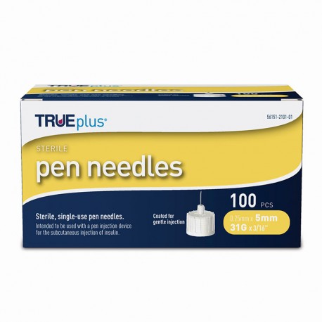 TruePlus Pen Needles 31g, 5mm, 100ct- Diabetesteststripswholesale