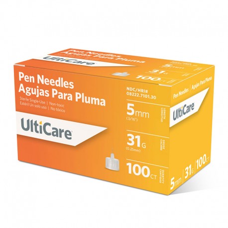 UltiCare Mini Pen Needles 31G 5mm 100 Count- Diabetesteststripswholesale