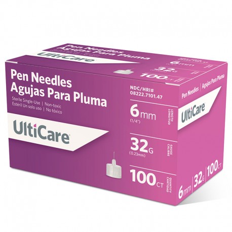 UltiCare Mini Pen Needles 32G 6mm 100 Count- Diabetesteststripswholesale