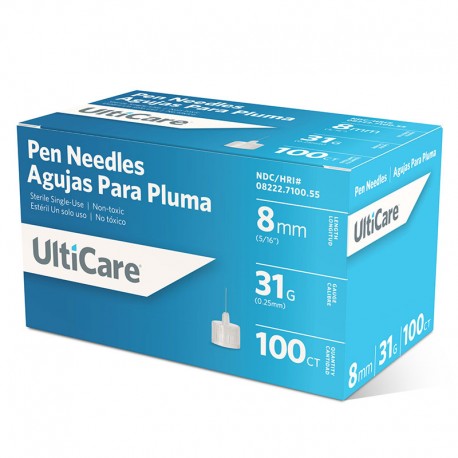 UltiCare Short Pen Needles 31G 8mm 100 Count- Diabetesteststripswholesale