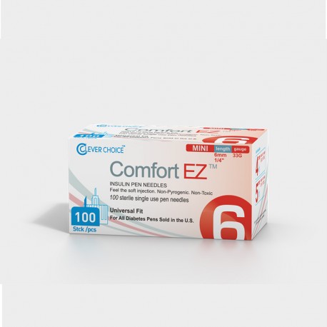 Clever Choice ComfortEZ Insulin Pen Needles 33G 6mm 100ct- Diabetesteststripswholesale