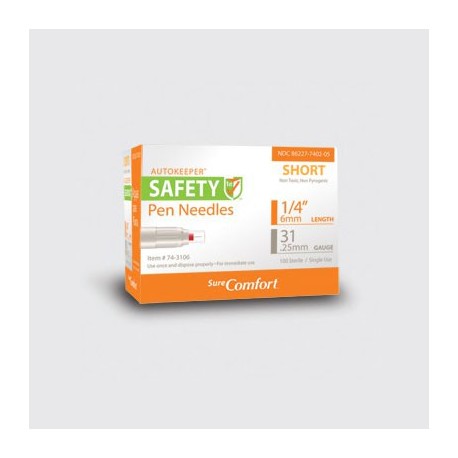 Sure Comfort Safety Pen Needles 31G 6mm Short 100ct- Diabetesteststripswholesale