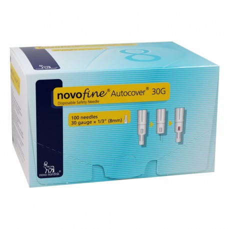 NovoFine Autocover Safety Pen Needles 30G 8mm 100 per Box- Diabetesteststripswholesale