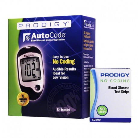 Prodigy No Coding Blood Glucose Test Strips 50ct w/AutoCode Meter- Diabetesteststripswholesale