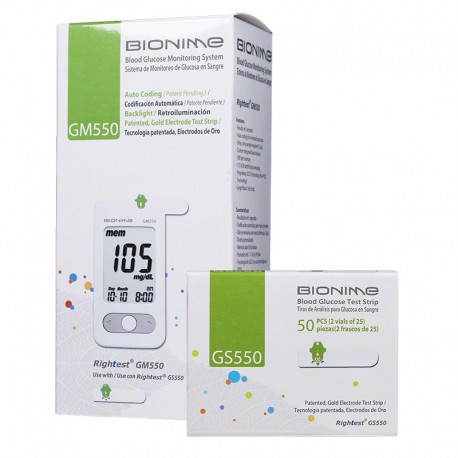 Bionime Rightest GM550 Blood Glucose Monitoring Kit & 50 Test Strips- Diabetesteststripswholesale