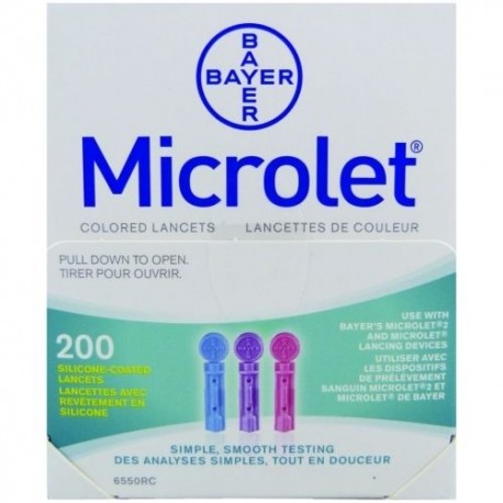 Microlet 28G Coloured Lancets 200- Diabetesteststripswholesale