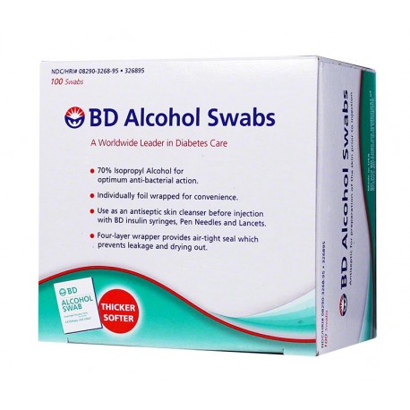 BD Alcohol Swabs - 12 Boxes of 100- Diabetesteststripswholesale