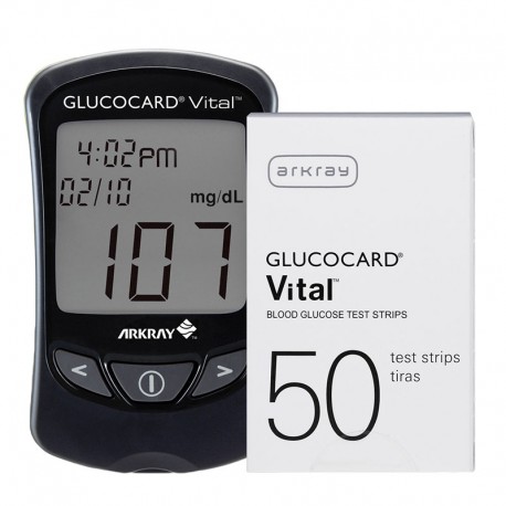 Arkray GlucoCard Vital Glucose Meter Kit Black and 50 Strips- Diabetesteststripswholesale