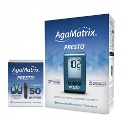 AgaMatrix Presto Blood Glucose Meter with 50 Test Strips