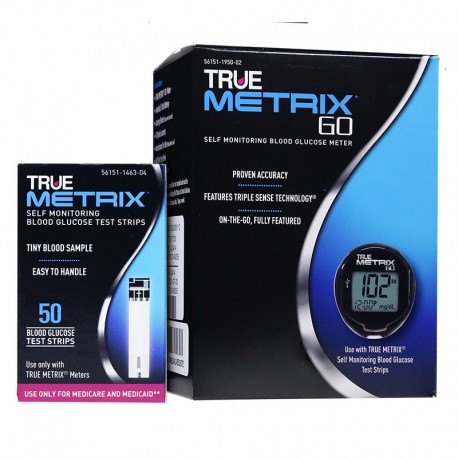 TRUE METRIX GO Blood Glucose Meter With 50 TRUE METRIX Test Strips- Diabetesteststripswholesale