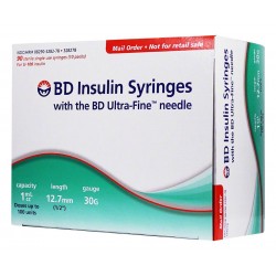 BD Ultra Fine Insulin Syringes 30 Gauge 1cc 1/2" Box of 90