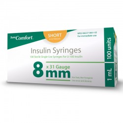 SureComfort U-100 Insulin Syringes 31G 1cc 5/16 100/bx