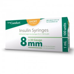 SureComfort U-100 Insulin Syringes 30G 1cc 5/16 inch 100/bx