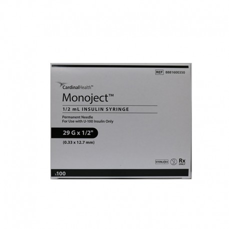 Monoject Ultra Comfort U-100 Insulin Syringes 29G 1/2cc 1/2" 100/bx- Diabetesteststripswholesale