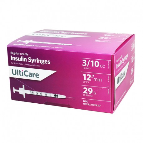 UltiCare U-100 Syringes 29G 0.3cc 12mm 29g- Diabetesteststripswholesale