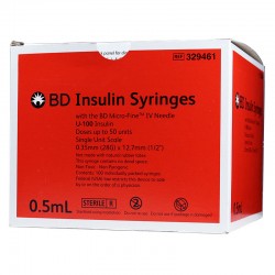 BD U 100 Syringes Micro Fine Needle 28G 100 per box