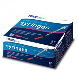 TRUEplus U-100 Insulin Syringes 30G 3/10cc 5/16" 100/box Case of 5