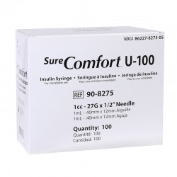 SureComfort U-100 Syringes 1cc, 27G, 1/2" - Blister Pack - Case of 5