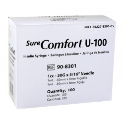 SureComfort U-100 Syringes 1cc, 30G, 5/16" - Blister Pack - Case of 5