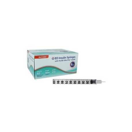 BD Veo Insulin Syringe U-100, 31g, 1cc, 6mm - 100ct- Diabetesteststripswholesale