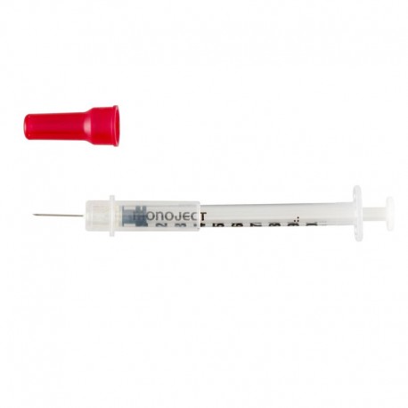 Monoject 29G 0.5 inch 0.5mL Insulin Safety Syringe Box of 100- Diabetesteststripswholesale