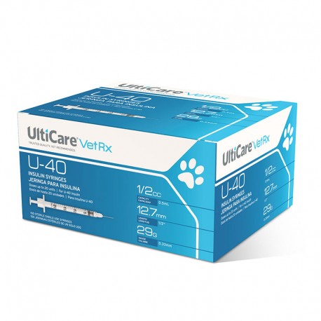 UltiCare U-40 Pet Insulin Syringes - 29G 1/2 cc 1/2 inch 100/bx- Diabetesteststripswholesale