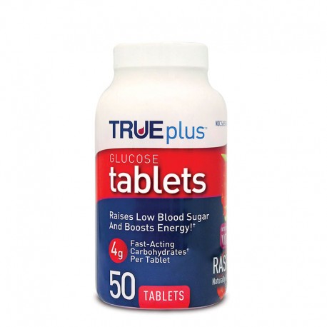 TRUEplus Glucose Tablets 4g Raspberry 50ct - Case of 6- Diabetesteststripswholesale