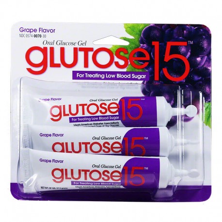 Glutose 15 Oral Glucose Gel - Grape Flavor - 3 ct.- Diabetesteststripswholesale