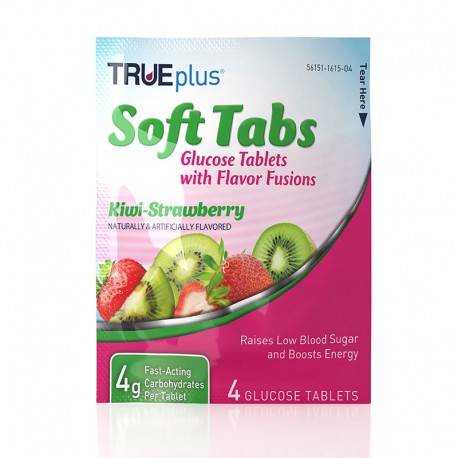 TRUEplus Glucose Tabs Flavor Fusions Kiwi-Strawberry 4ct - Case of 12- Diabetesteststripswholesale