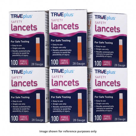 TRUEplus Safety Lancets 28G Single Use 100/box Pack of 12- Diabetesteststripswholesale