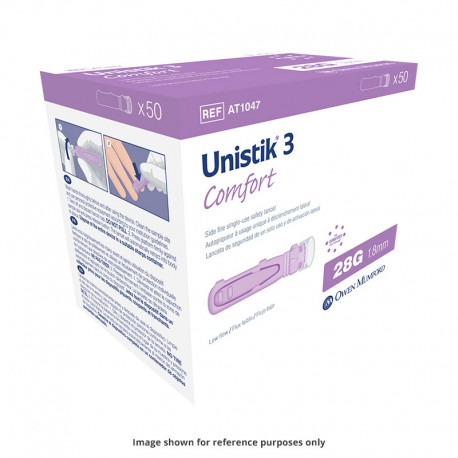 Owen Mumford Unistik 3 Comfort Safety Lancets 50/bx AT1047 Pack of 6- Diabetesteststripswholesale