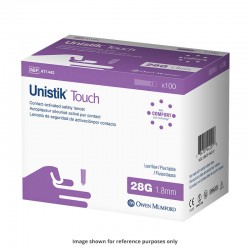 Owen Mumford Unistik Touch 28G 1.8mm - 100 Safety Lancets 3-Pack